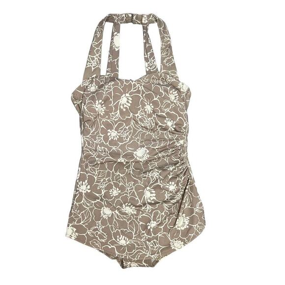Lands End Beige Floral Women’s Bathing Suit Size 6 - Picture 1 of 7